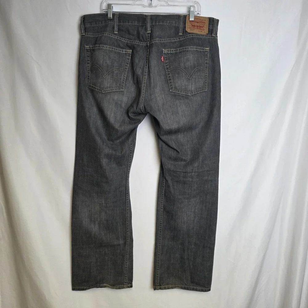 Levis 514 Jeans Mens 38x32 Faded Black Gray Wash Slim Straight Mid Rise Baggy
